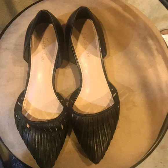 ESSEX LANE Black Open Side Slip on Flats with 3/4 Inch heel-Size 7 1/2 - Picture 1 of 10